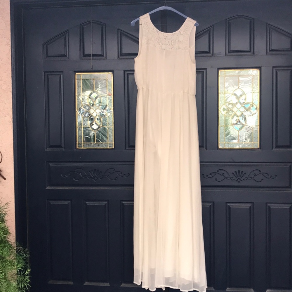 Anthropologie Cream Lace Bodice Chiffon Wedding Dress